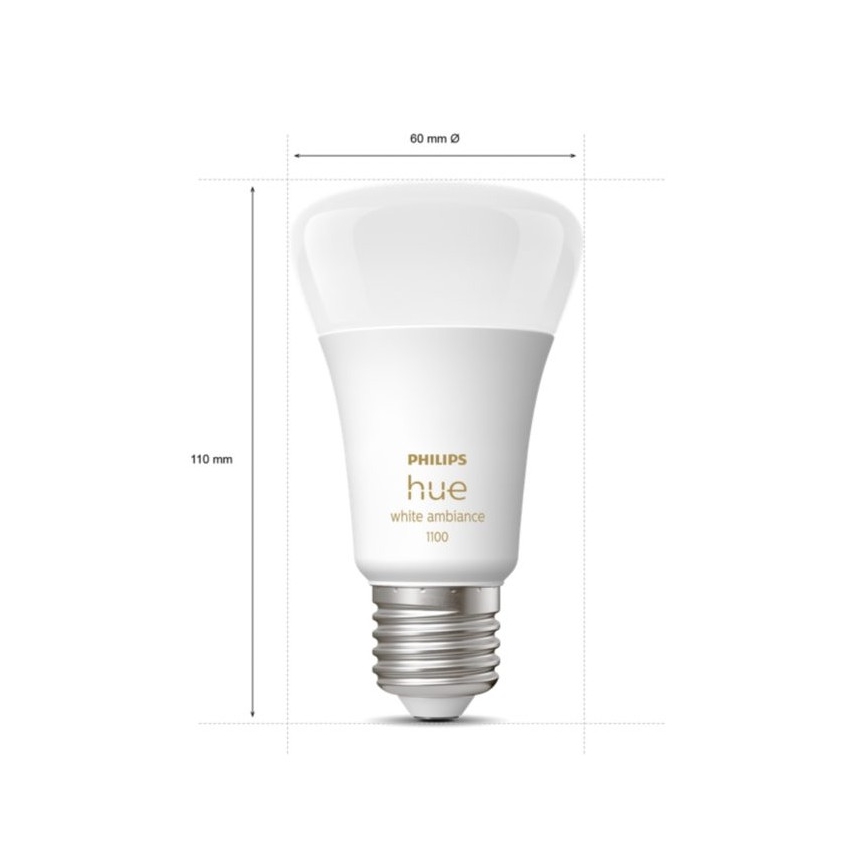 Starter kit Philips Hue White Ambiance 3xE27/11W 2200-6500K + Dispositivo di interconnessione e telecomando