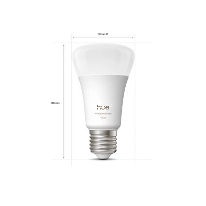 Starter-Set Philips Hue WHITE AND COLOR AMBIANCE 3xE27/8,1W 1000-20000K + Hue Bridge und Dimmer Switch
