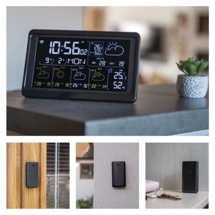 Station météo avec écran LCD GoSmart 230V/3xAAA + 2×AAA Wi-Fi Tuya noire