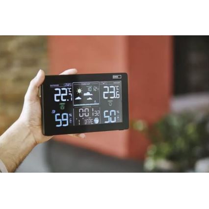 Station météo sans fil avec un réveil 3xAAA noir