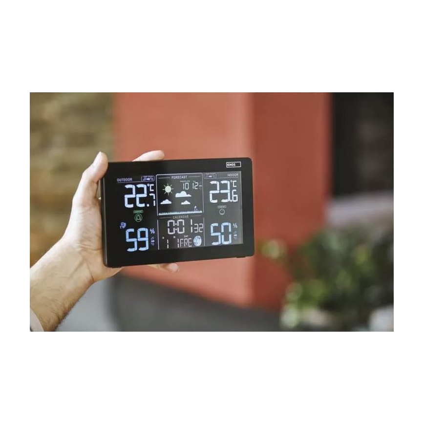 Station météo sans fil avec un réveil 3xAAA noir