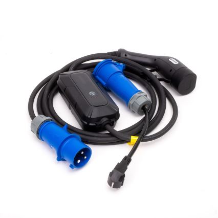 Stazione di ricarica da viaggio per auto elettriche EV/PHEV AC Tipo 2 32A/230V 7,4kW IP55 5m + adattatore 230V 3,7kW + custodia