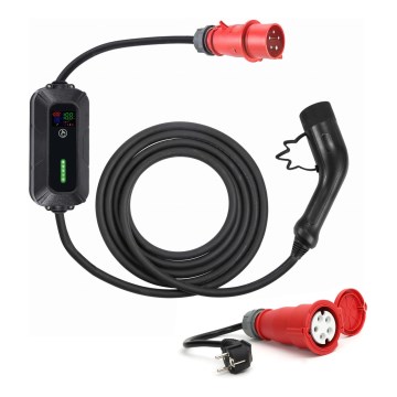 Stazione di ricarica da viaggio per auto elettriche EV/PHEV AC Type 2 16A/380V 11kW IP55 5m + adattatore 230V 3,7kW + custodia