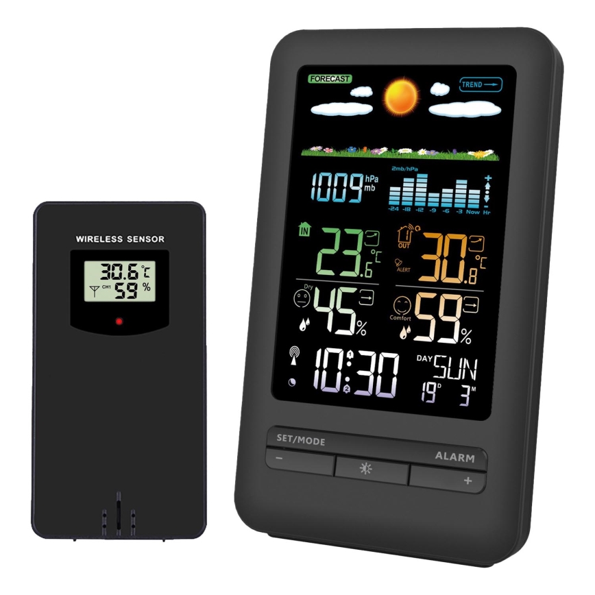 Stazione meteo con display LCD 2xAA nero