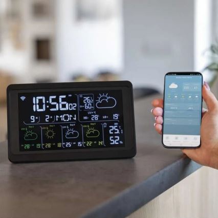 Stazione meteo con display LCD GoSmart 5/230V Wi-Fi Tuya nero
