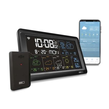 Stazione meteo con display LCD GoSmart 5/230V Wi-Fi Tuya nero
