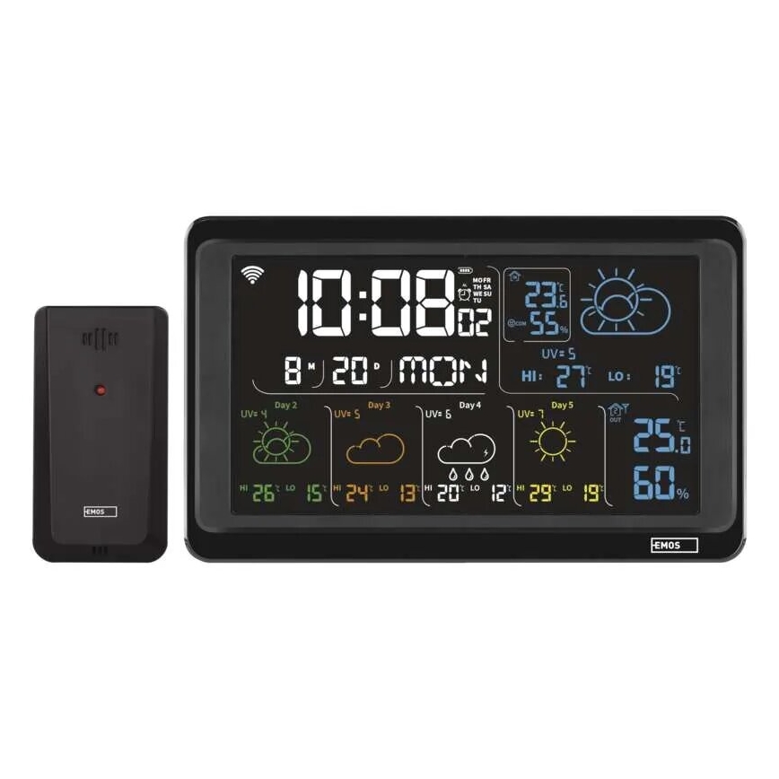 Stazione meteo con display LCD GoSmart 5/230V Wi-Fi Tuya nero