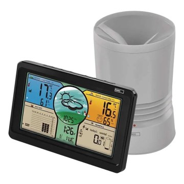 Stazione meteo wireless con display LCD a colori e pluviometro 3xAAA nero
