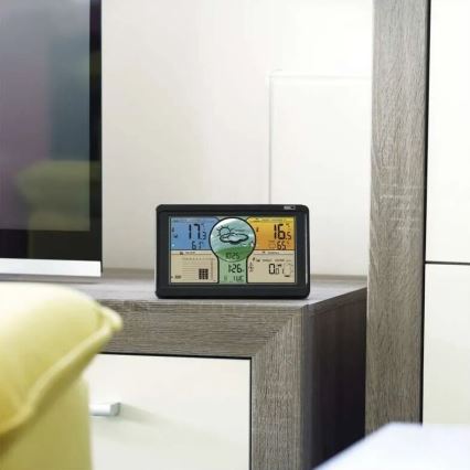 Stazione meteo wireless con display LCD a colori e pluviometro 3xAAA nero