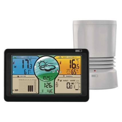 Stazione meteo wireless con display LCD a colori e pluviometro 3xAAA nero