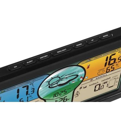 Stazione meteo wireless con display LCD a colori e pluviometro 3xAAA nero