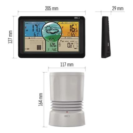 Stazione meteo wireless con display LCD a colori e pluviometro 3xAAA nero