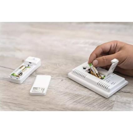 Stazione meteo wireless con sveglia 2xAAA bianca