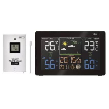 Stazione meteo wireless con sveglia 3xAAA nera