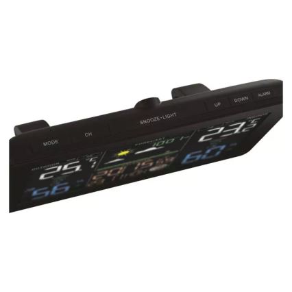 Stazione meteo wireless con sveglia 3xAAA nera