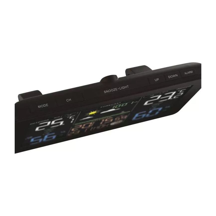 Stazione meteo wireless con sveglia 3xAAA nera