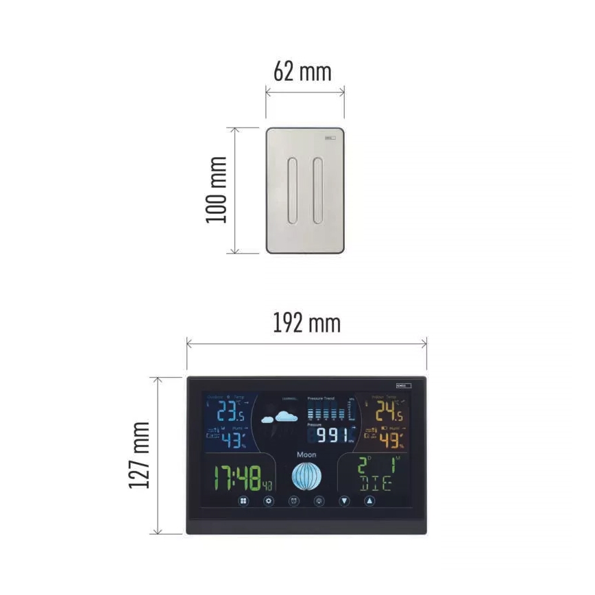 Stazione meteo wireless con sveglia 3xAAA nera