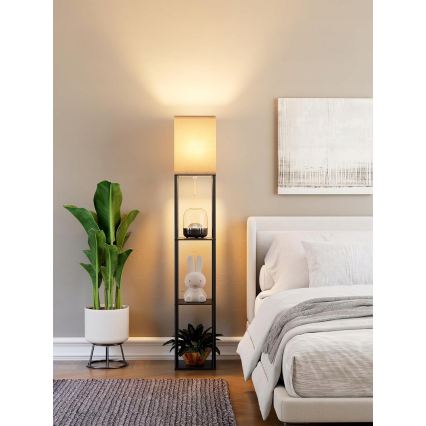 Stehlampe mit Ablagen 1xE27/40W/230V 160 cm schwarz/weiß