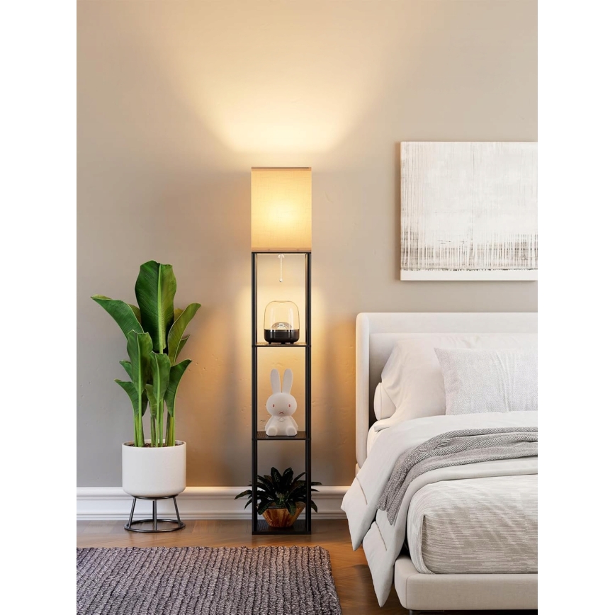 Stehlampe mit Ablagen 1xE27/40W/230V 160 cm schwarz/weiß