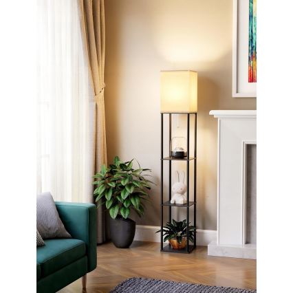 Stehlampe mit Ablagen 1xE27/40W/230V 160 cm schwarz/weiß