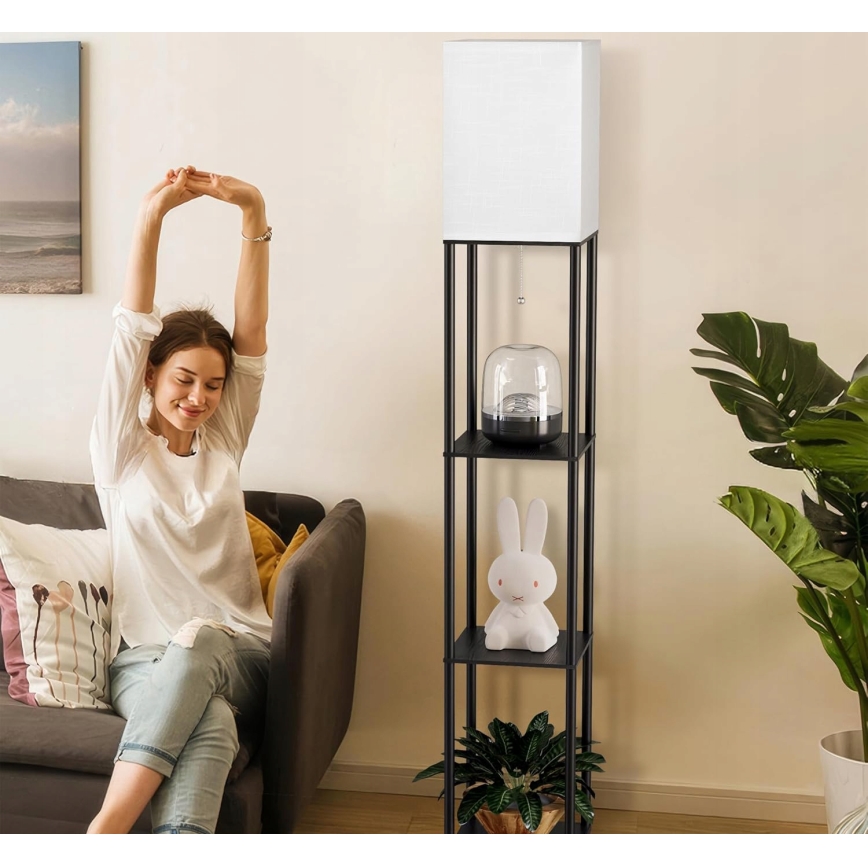 Stehleuchte mit Ablagen 1xE27/40W/230V schwarz/weiß