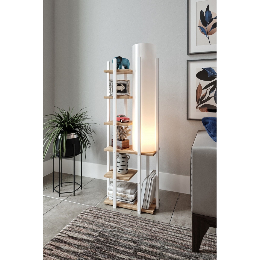 Stehleuchte mit Ablagen MODA DOR 1xE27/40W/230V weiß/braun