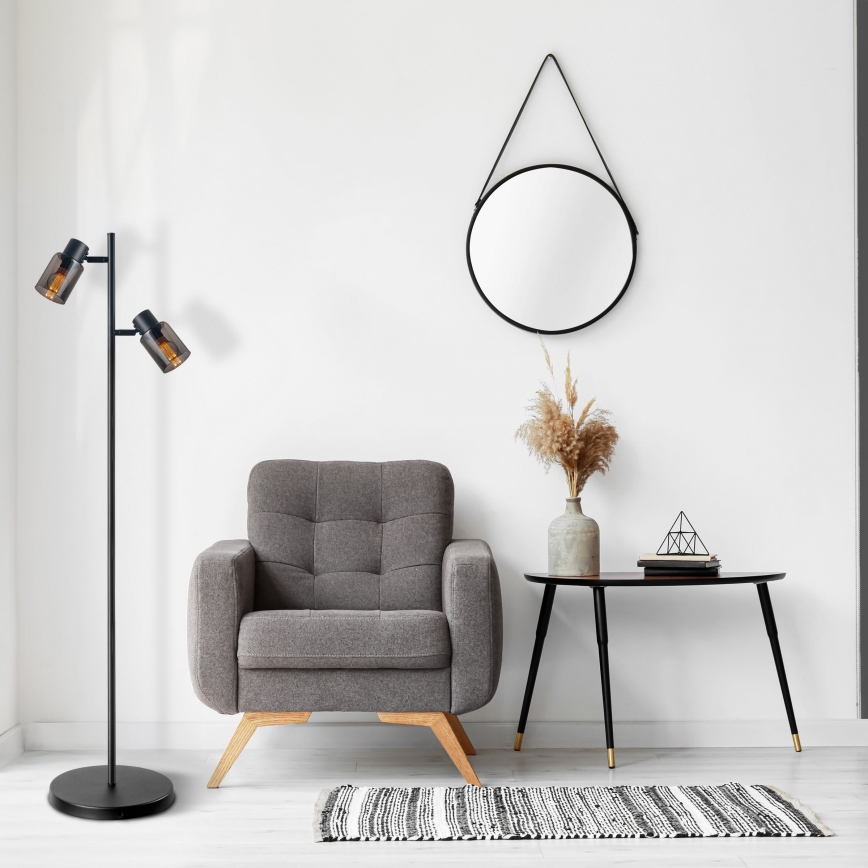 Stehleuchte REBECCA 2xE14/8W/230V schwarz/rauchfarben