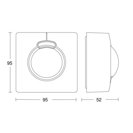 Steinel 057312 - Sensore di movimento HF 3360 DALI-2 IP54 quadrato bianco