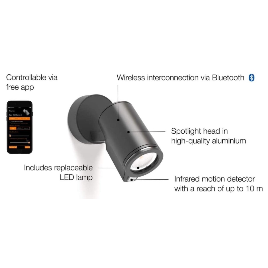 STEINEL 058630 - Applique murale d'extérieur LED avec capteur SPOT ONE 1xGU10/7W/230V IP44