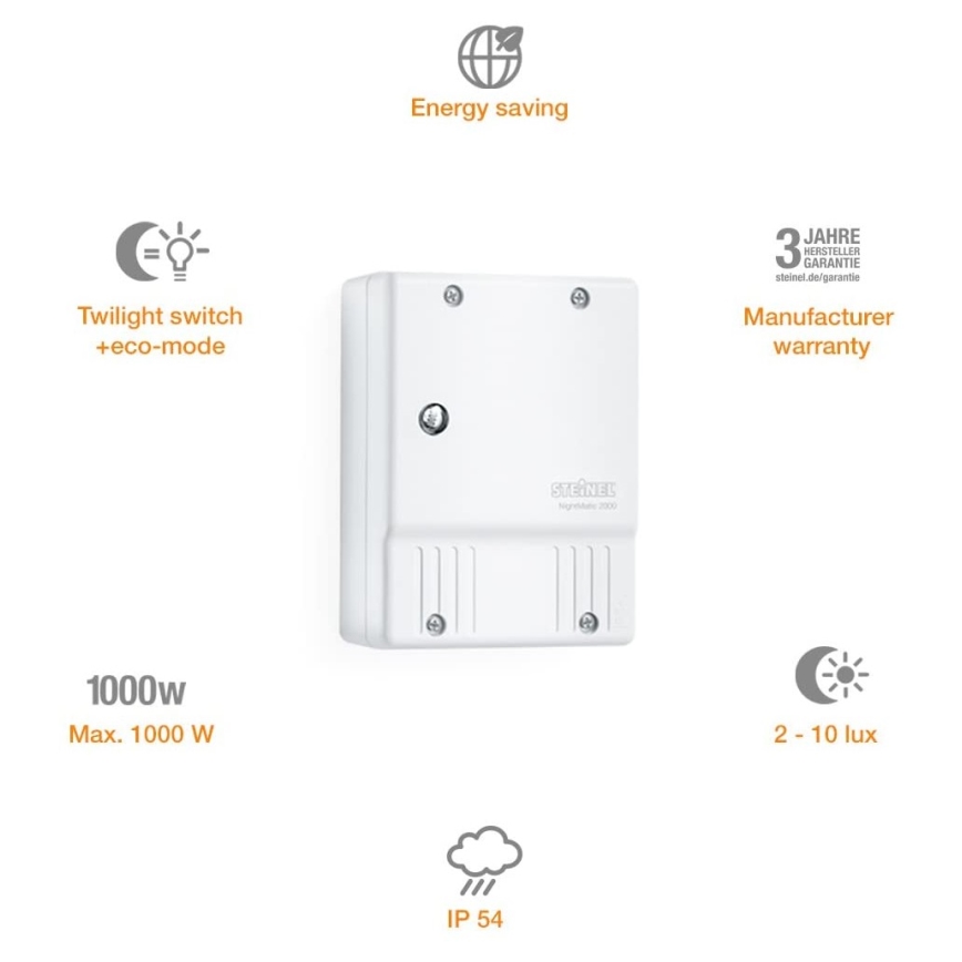 STEINEL 550417 - Interruttore crepuscolare NightMatic 2000 bianco