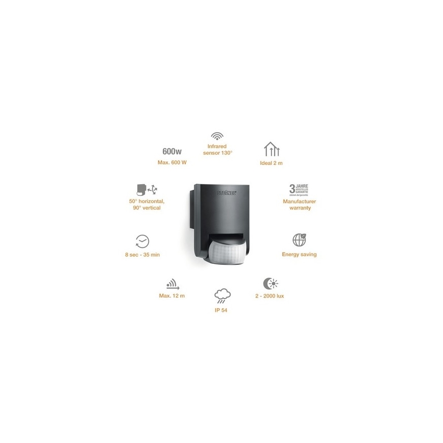 STEINEL 660215 - Rilevatore di movimento IS 130-2 nero IP54