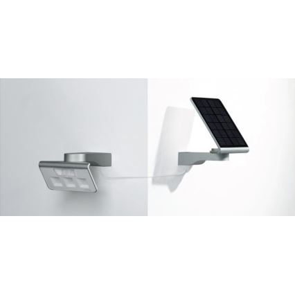 STEINEL 671013 - Riflettore solare a LED con sensore XSolar L-S 1,2W/LED argento