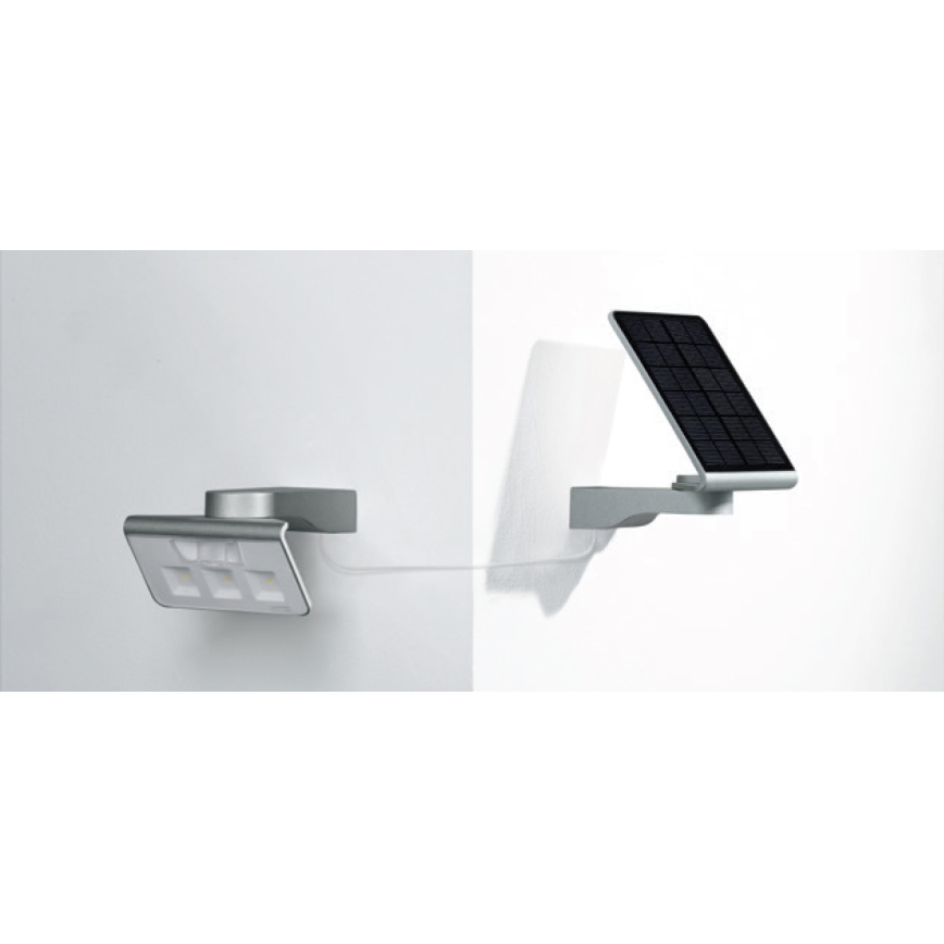 STEINEL 671013 - Riflettore solare a LED con sensore XSolar L-S 1,2W/LED argento