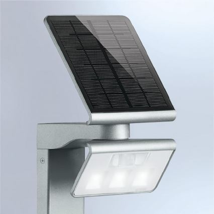 STEINEL 671211 - Riflettore solare a LED con sensore XSolar GL-S 0,5W/LED argento