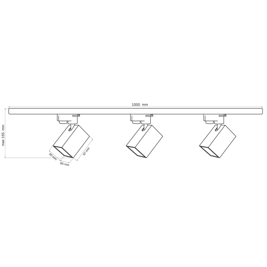Strahler für Schienensystem SQUARE 3xGU10/10W/230V + 1 m Schienensystem weiß