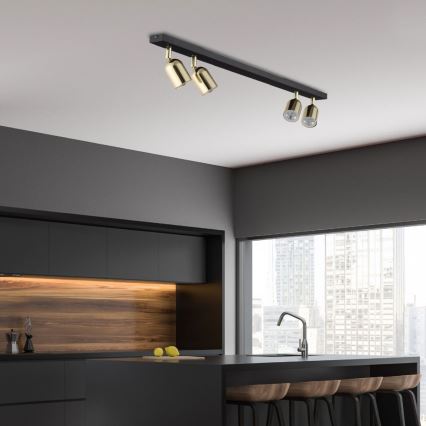 Strahler TOP 4xGU10/10W/230V schwarz/golden