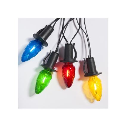 Stringa LED da esterno CONE FILAMENT 20xE10 14 m multicolore/bianco caldo IP44, prodotta nella Repubblica Ceca