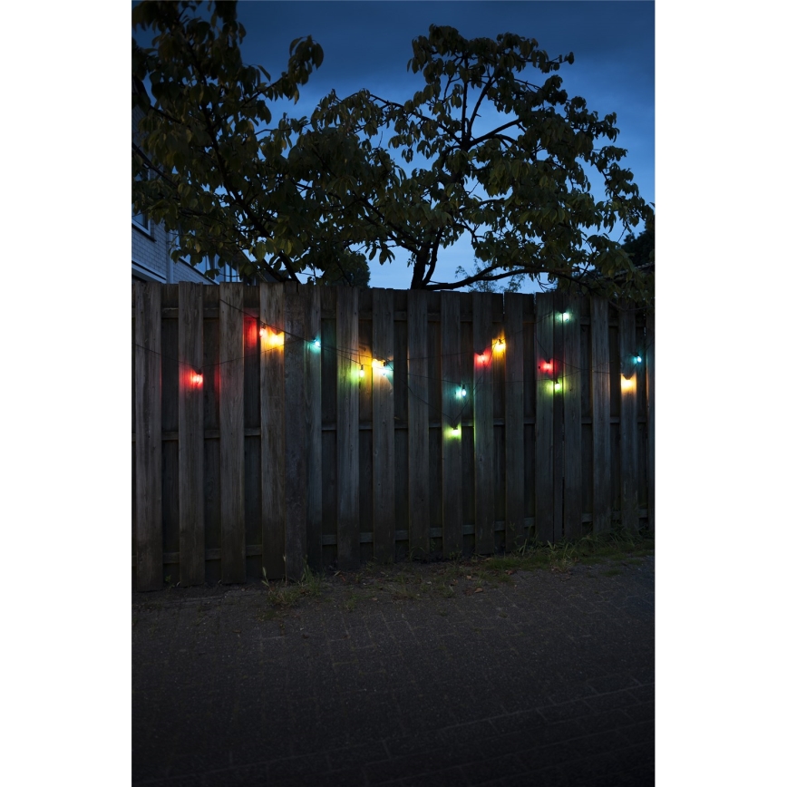 Stringa LED da esterno CONE FILAMENT 20xE10 14 m multicolore/bianco caldo IP44, prodotta nella Repubblica Ceca