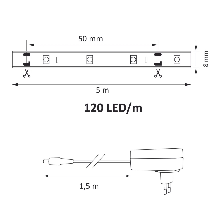 Striscia LED 5m LED/36W/12V 4000K