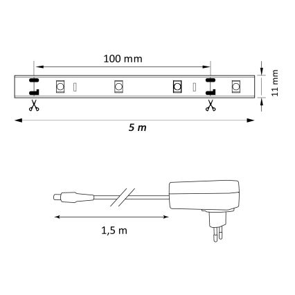 Striscia LED RGB dimmerabile MAGIC 5 m LED/24W/230V + Telecomando