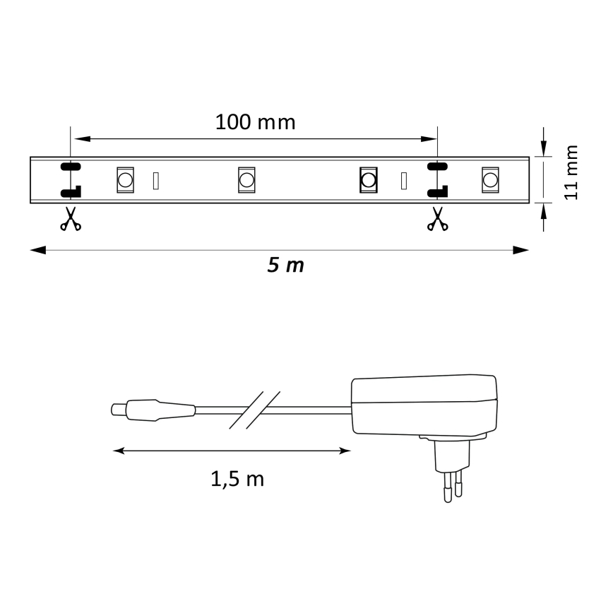 Striscia LED RGB dimmerabile MAGIC 5 m LED/24W/230V + Telecomando