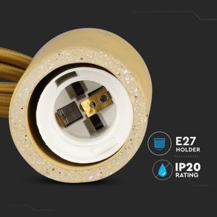Stromkabel 1xE27/60W/230V Beton/beige