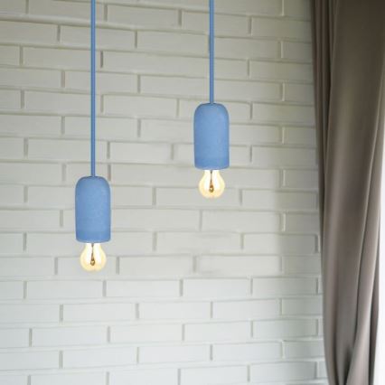 Stromkabel 1xE27/60W/230V Beton/blau
