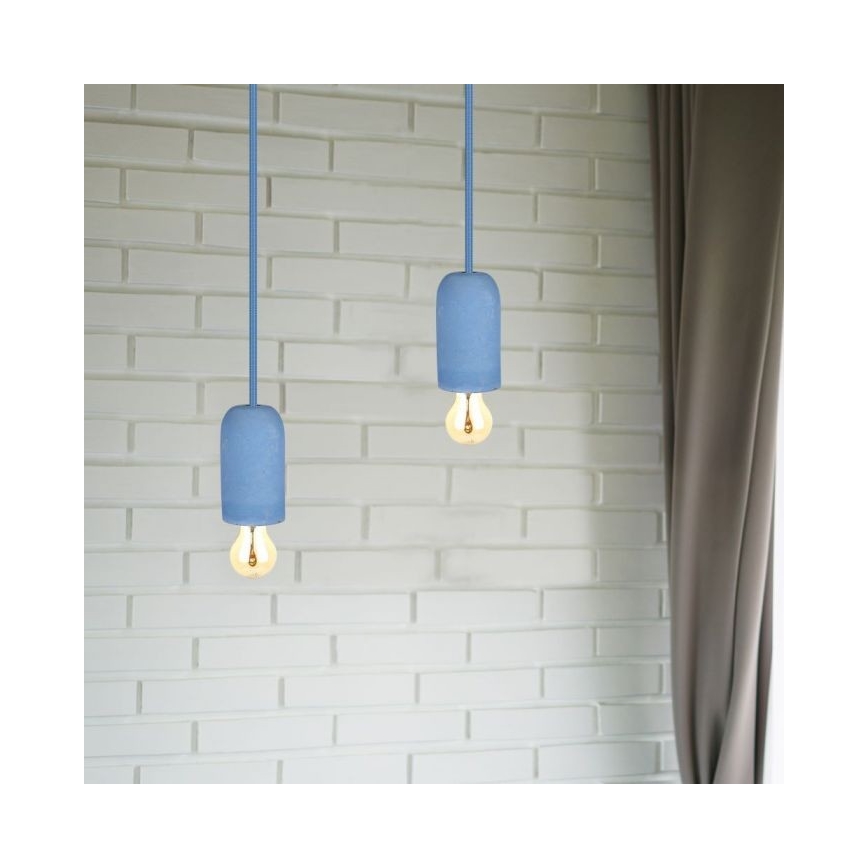 Stromkabel 1xE27/60W/230V Beton/blau