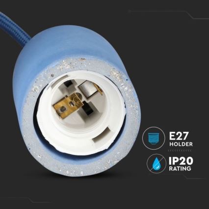 Stromkabel 1xE27/60W/230V Beton/blau