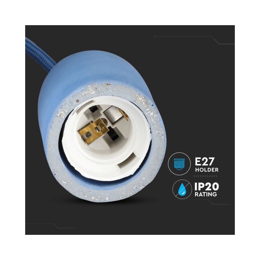 Stromkabel 1xE27/60W/230V Beton/blau