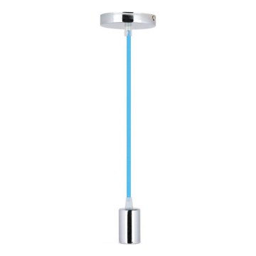 Stromkabel 1xE27/60W/230V blau/glänzendes Chrom