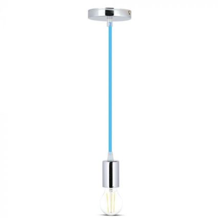 Stromkabel 1xE27/60W/230V blau/glänzendes Chrom
