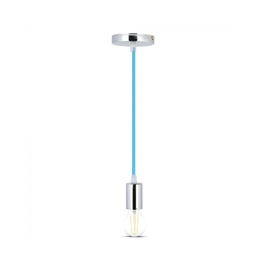 Stromkabel 1xE27/60W/230V blau/glänzendes Chrom
