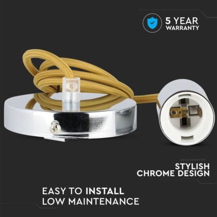 Stromkabel 1xE27/60W/230V braun/glänzendes Chrom